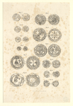 32298 Afbeeldingen van de voor- en de achterzijde van 12 munten vanaf Koenraad van Zwaben (1076-1099).